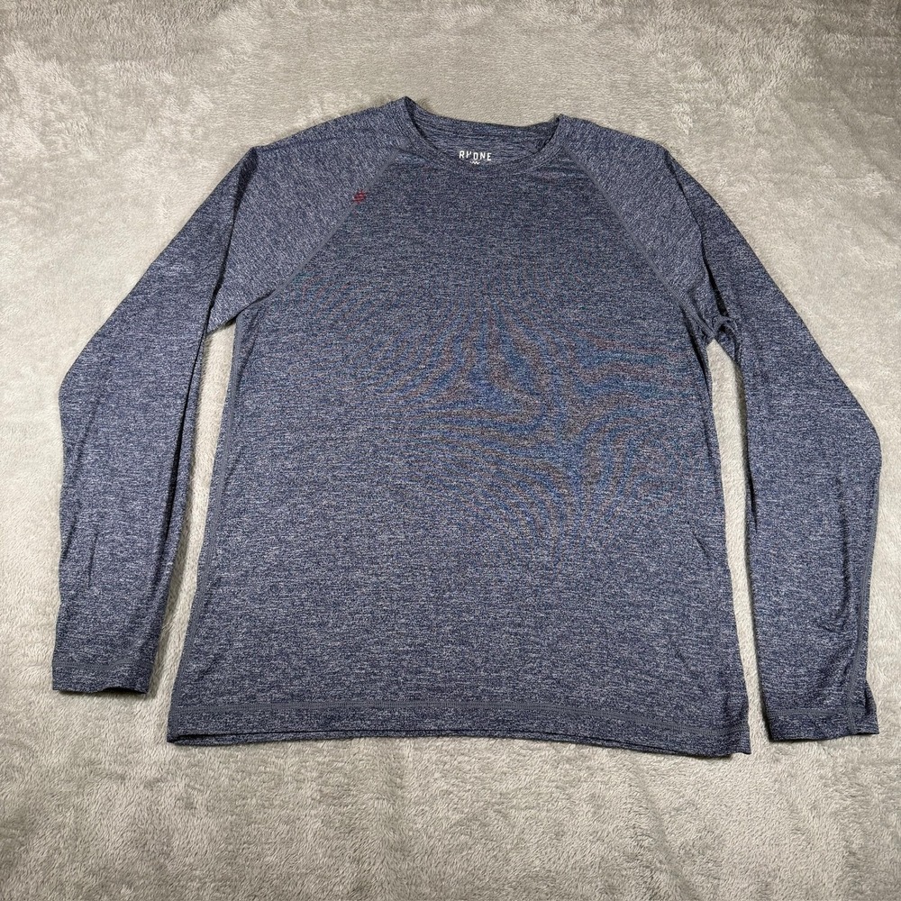 Rhone Reign Long Sleeve Shirt Mens Medium Blue Heather‎ Raglan Performance